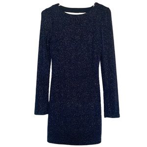 Long Sleeve Navy Mini Rhinestone Dress